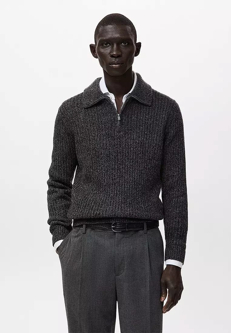Wool-Blend Sweater With Zip Mango